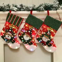 Noel dekorasyonları büyük lider aydınlatılmış Noel çorap süsleri çocuk hediye çantası