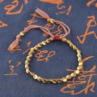 Strand pulseras Budistas tibetanas hechas a mano pulsera de cuerda la suerte con cobre trenzadas para hombres y mujeres