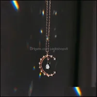 Подвесные ожерелья подвесные ожерелья Obear Sier Lated Fashion Charm Women Moon Water Drop Circon Clavical Chain для подарков Elle Dherk