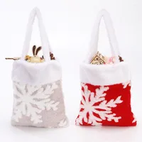 Decorações de Natal Red Grey iPad Gift Boly Plush Snowflake Tote Merry Candy Bags Noel Naviidad Supplies feliz ano 2022