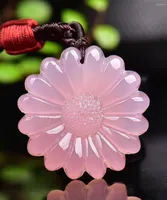 Anhänger Halsketten Natural Jade Achate Sonnenblumen Halskette Chalcedony Geschnitzt Charme Schmuck Mode Amulett für Männer Frauen Glücksanhänger