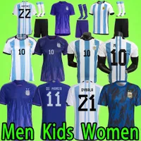 Mężczyzn Kobiet Kid Kit Argentina piłka nożna 2022 Dybala Higuain Icardi Messis 2023 Camisetade Futbol di Maria Football Shirt