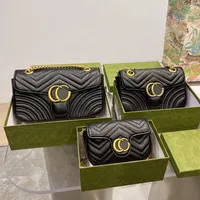디자이너 가방 핸드백 클래식 3 크기 크로스 바디 진짜 진짜 토트 백 가죽 일련 번호 고품질 여성 패션 Marmont GGS