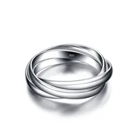 Sterling silver ring fashion 3 ring combination Contracted solid 925 silver ring Size 6-11 for woman Personality silver jewelry303a