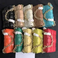Golden Metal chain Pu Crossbody Messenger Bags Luxury Women Bag Bag Designer Female Trend Plaid Counter Lady Pres and Handbag274R