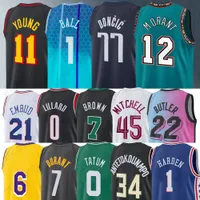 Luka Doncic 77 Basketball Jerseys Lamelo Ball 1 Ja Morant 12 Dejounte Murray 5 James Harden Kevin Durant Giannis Antetokounmpo Stephen Curry Jersey