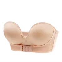 Bustiers Corsets النساء بدون حمالات Super Push Up Sexy Lingerie Invisible Brassiere Front Front Closure Bras Intelder for Dress Arrival322L