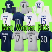 Maillot de Foot PSGS 2022 2023 Koszulki piłkarskie Trzecie mężczyźni Kobiety Kid Kit Sergio Ramos 23 23 Mbappe Kimpembe Paris Football Shirt Fabian Hakimi Verratti Icardi Ekitike