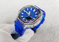 Populaire 2100 Fashion Quality Watch Relogio Hot masculino ￩tanche GA GA Men's Wristwatch Sport Dual Display GMT Digital LED Reloj Hombre Army Military