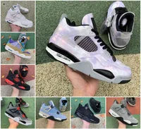 Slippers Basketball Shoes Sneakers University Blue White Red Thunder Bred Infrared Taupe Haze Cement Black Cat 4S Green Glow 2022 Jumpman Zen Master 4 4S Shimmer Sail