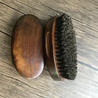 Hair Brushes Mens Boar Hair Bristle Hard Round Wood Handle Beard Mustache Brush Set maquiagem Natural Retro