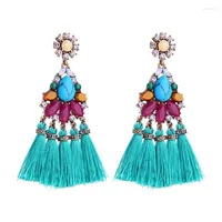 Dangle Earrings Bulk Price Blue Resin Cotton Synthetic Stone Crystal Drop Fashion Bohemia Ethnic Jewelry Brincos