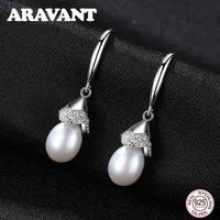 Dangle Chandelier 925 Sterling Silver Freshwater Pearl Drop Elings Women Vintage Wedding Earrings Jewelry 3 Colors234Z