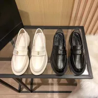 Leather casual Shoes Soft Cowhide Loafers banquet Sneakers Black Shiny Leather shoe Thick Bottom Chunky Round Head loafer size Eur 35-40