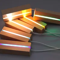 3D Led Night Light Lamp Base Wood Lighting Base Includes Remote Control Charger Cable Adjustable 7 Colors Lights