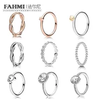 Fahmi 100% 925 Sterling Silver Rose Pave Ring Ring Rose Rose Heart Anillo Bubble Bubble Silver Anillos amor Eternal trenzado Pave263i
