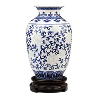 Jingdezhen-Reispuppen-Porzellan Chinesische Vase antike blau-weiße Knochen China dekorierte Keramik Vase295s