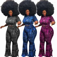 Tracksuits Summer Tshirts And Pants Denim Print Loungewear Set Plus Size Women Clothing Two Piece Short Sleeve Whole Drop4928330