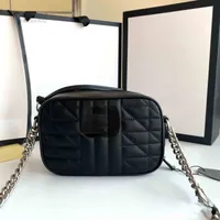 Sacchetti da sera borse per fotocamera da donna borsetta femmina femmina in pelle nera texture a catena contratta 1126