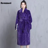 Fourrure de fourrure pour femmes Nerazzurri hiver surdimensionné violet chaud moelleux moelleux doux en faux fur