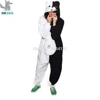 Hksng الكبار Kigurumi Bear Pajamas Danganronpa Black White Bear Monokuma Onesies Cosplay Costume Bhemsuits Christmas T200110277N