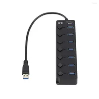 USB3.0 Splitter 7 Port Hub Adaptör Güç Açma / Kapama Düğmesi