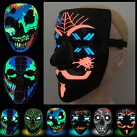 3D LED LED Luminous Mask Halloween Dress Up Props Dance Party Cold Light Strip Ghost Casks Support Support Dhl