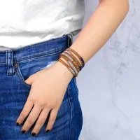Bracelets de charme Kelitch Stone Stone Strand Leather 5 Wrap Crystal Bracelet Bangles Chains feminino Boho