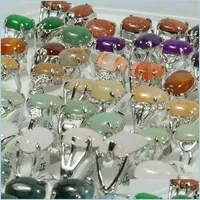 Anéis de banda BK BK Jewelry Gem Stone Rings For Mull Men Mix Mix Eye Moss AGate Rose Quartz Aventurine Carnelian Drop Delivery DHVDS