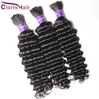 Raw Indian Curly Human Hair Bulk 3 bundles Unprocessed Deep Wave Hair Extensions In Bulk No Weft For Braiding Soft Human Hair Bulk225l
