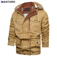 Parka Mantors 가을 겨울 남성 코트 후드 레드 양털 양모 라이너 따뜻한 남자 재킷을 두껍게하는 면직물 수컷 겉옷 오버 코트 큰 크기