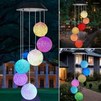 Strings Crystal Ball Light Solar Color Changing Wind Chime Particle LED Lamp String Fairy Lights Valentine&#039;s Day Indoor Decor