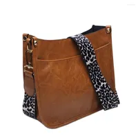 Evening Bags Leopard Strap Shoulder Bag Women Luxury Design PU Leather Casual Crossbody Fashion Guitar Pocket Boho Messenger Purse
