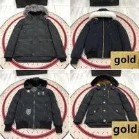 Erkekler Down Ceket Parkas Gold Rozet Sıcak rüzgar geçirmez dış giyim katları Soğuk kışlık peluş peluş yakalı kalite palto kabarık ceketler artı boyutu direnmek için kalınlaşın