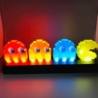 ナイトライトPheila LED Pac-Man Lights Cartoon Creative Night Lighted by Battery and USB Bedroom Indoor Living Room Decoration T220907