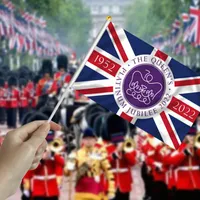 Queen England National Flag 70. Jubiläum Handwellenflaggen Elizabeth II 14x21cm UK 2022 Party Dekoration 0 45nm H1