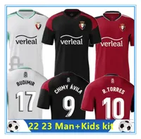 2022 2023 Osasuna Soccer Jersey Home David Garcia Chimy Avila Camiseta Equipacion torres Moncayola Manu Sanchez Away Third Shirt Red Black White Kids Kit