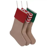 Burlap Christmas Gift Socks Cotton Canvas Gift Bag Ornament