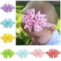 40pcs Lot 3 15inch Cute Bowknot Hair Bands For Kids Girls Handmade Dot Printed Bow With Elastic Band Hair Accessories 616223I