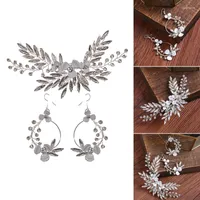 Hair Clips Side Hairpin Set In Rhinestone Flower And Leaf Fashion Elegant Simple Accessory For Bride Bridesmaids HELH889
