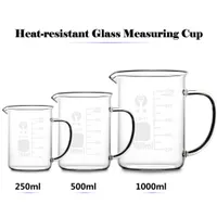 Messwerkzeuge Arten wärmefeste Glas Becher Absolvierte Messung Cup -Krüge -Skala Kochbehälter zum Backen flüssiger Pou Dayupshop Dhosq