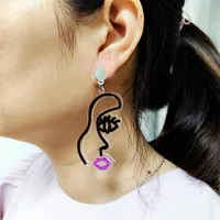 Orecchini a pennaglie Kuguys Clear Abstract Face Drop Earrings for Women Acrilic glitter labbra hiphop Rock Jewelry Accessori