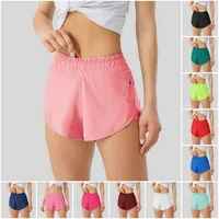 Женские шорты Дизайнер Lu Yoga наряды 15 цветов Lulus короткие брюки наряд Hidden Zipper Pocket Sport