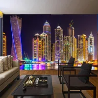 Dropship Niestandard 3d Po Tapeta Dubai Night View Building Mur Mural Tapers WEALL WEAKN HOME WEALM Pokój Tło Palarstwo 237W