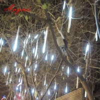 Strings 30cm 144 LED  50cm 240LED Light Meteor Shower Falling Rain Drop Snow Fall Xmas String Lights Outdoor Tree 8tubes set