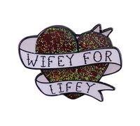 Other Fashion Accessories Wifey for Lifey Wife Love Heart Glitter Enamel Brooch Pin Backpack Bag Lapel Pins Badges Brooches