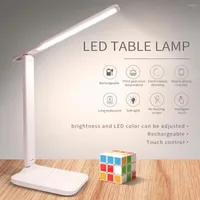 Table Lamps Led Desk Lamp Touch Dimmable 3 Colors Foldable Bedside Reading Eye Protection Night Light DC5V USB Chargeable