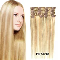Dhl Silky Straight Indian Remy Clip In On Human Hair Extensions Black Brown Blonde Couleur Fast Livrot305f