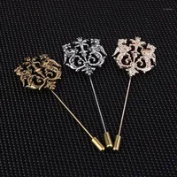 Bronze Gold Silber Ton Klassiker Hollow Double Lion Revers Pins für Männer Anzug Accessoires Stick Brosche Pins Hochzeitsfeier Schmuck1267t
