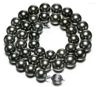 Catene enormi affascinanti 18 "10-11 mm Natural Mare del Sud autentico nero Round Pearl Cowelry Women Women